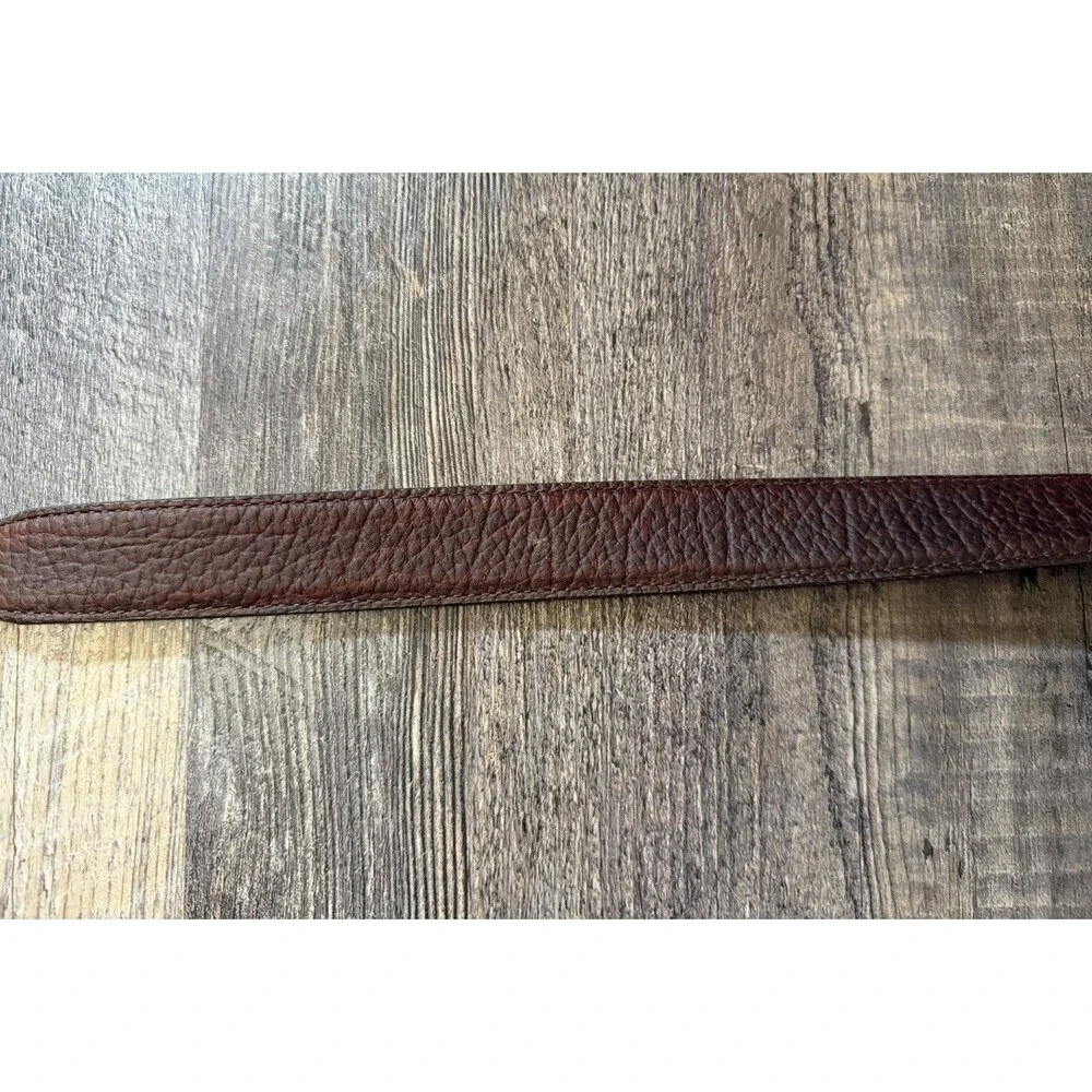 Orvis Full Grain American Bison Leather Belt Brown Size 44 USA Western Heritage